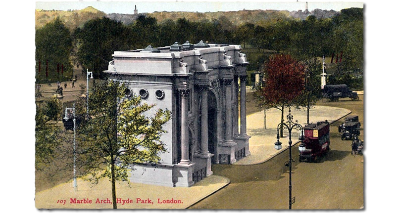 Old Postcard of Marble Arch Entrance to Hyde Park, London